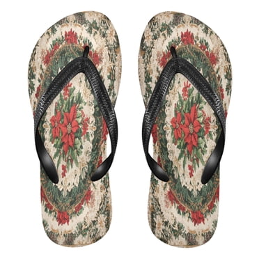 YAZAOOSummer Flip Flops Creatively Midjourney_ffyy3_a_beautiful_christmas_fabric_pattern_with_intricate_lace__c425b853-2cfe-436e-91db-8 Simple Beach Sandals