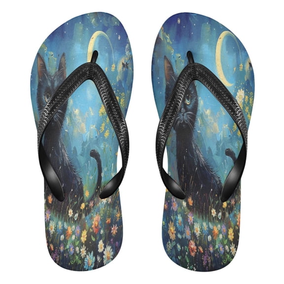 YAZAOOSummer Flip Flops Creatively Moonlit Whiskers in Bloom Simple Beach Sandals
