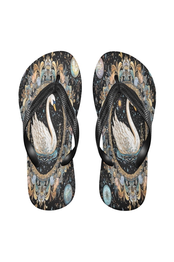 Summer Flip Flops Creatively Mystic Swan in A Floral Universe Simple Beach Sandals