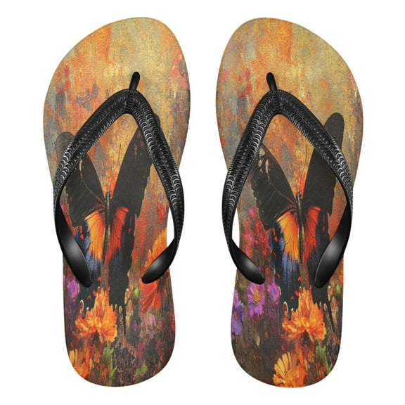 YAZAOOSummer Flip Flops Creatively Nature's Colorful Dancer Simple Beach Sandals