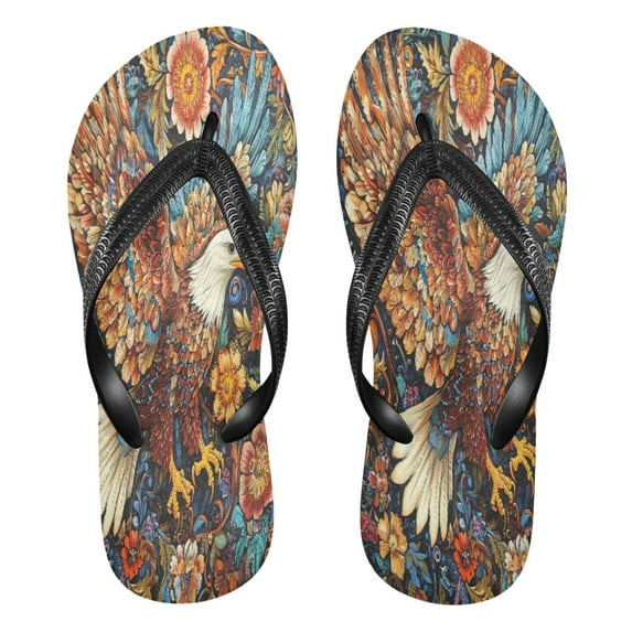YAZAOOSummer Flip Flops Creatively Ornate Eagless Artwork Simple Beach Sandals