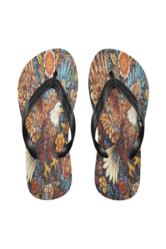 Summer Flip Flops Creatively Ornate Eagless Artwork Simple Beach Sandals