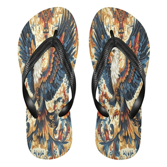 YAZAOOSummer Flip Flops Creatively Ornate Eagless Illustration Simple Beach Sandals