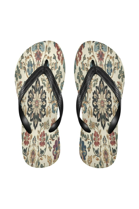 Summer Flip Flops Creatively Ornate Floral Elegance Simple Beach Sandals