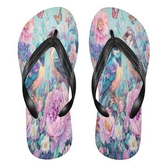 YAZAOOSummer Flip Flops Creatively Pastel Birds and Butterflies Simple Beach Sandals