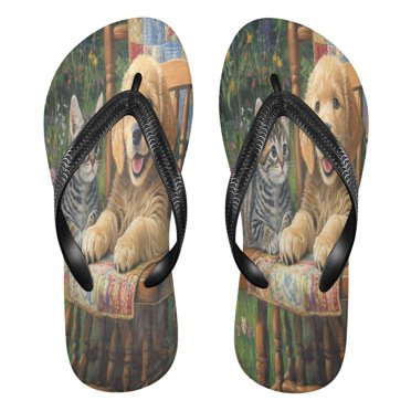 YAZAOOSummer Flip Flops Creatively Paws and Petals Simple Beach Sandals