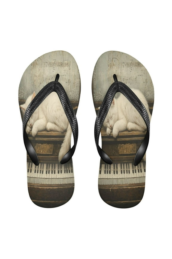 Summer Flip Flops Creatively Piano Dreams with A Cozy Cat Simple Beach Sandals