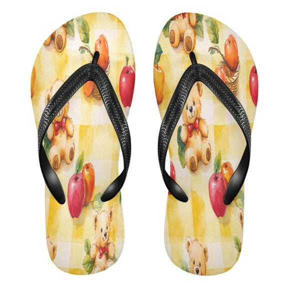 YAZAOOSummer Flip Flops Creatively Playful Bears Amongst Fresh Fruit Simple Beach Sandals