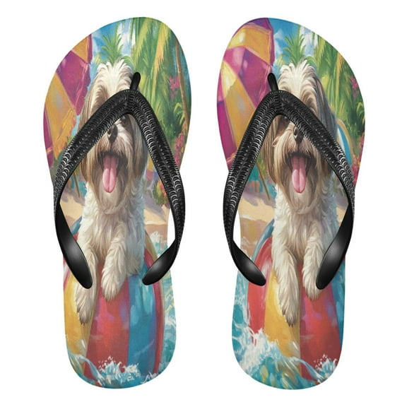 YAZAOOSummer Flip Flops Creatively Playful Poolside Pup Simple Beach Sandals