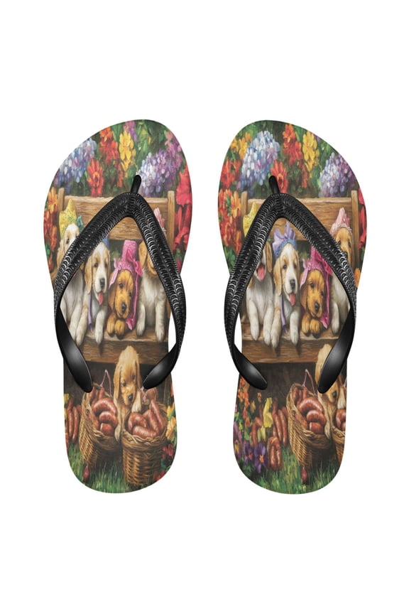 Summer Flip Flops Creatively Puppy Picnic Party Simple Beach Sandals