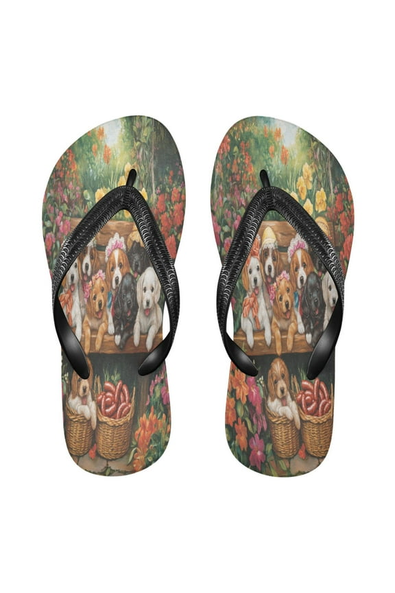 Summer Flip Flops Creatively Pups and Colorful Blooms Simple Beach Sandals