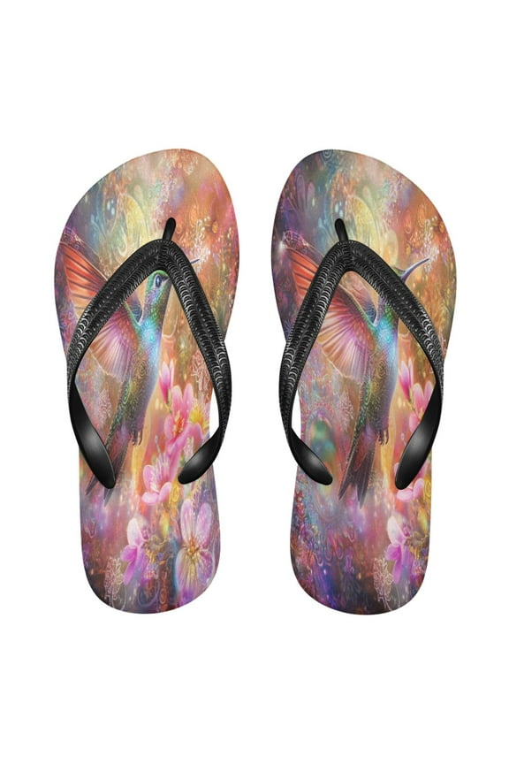 Summer Flip Flops Creatively Radiant Hummingbird Whirl Simple Beach Sandals