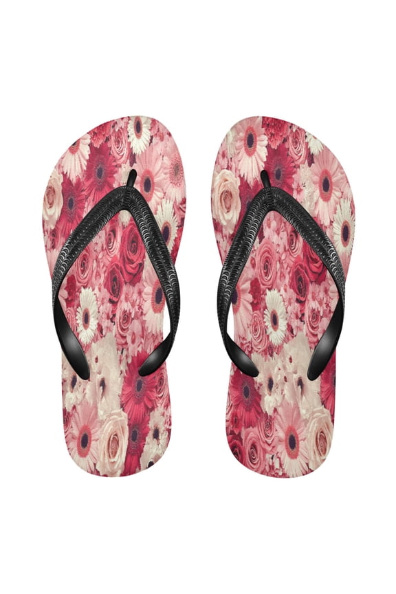 Summer Flip Flops Creatively Red Pink Rose Simple Beach Sandals