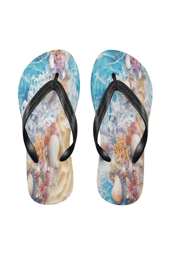 Summer Flip Flops Creatively Seashells Beach Art Simple Beach Sandals