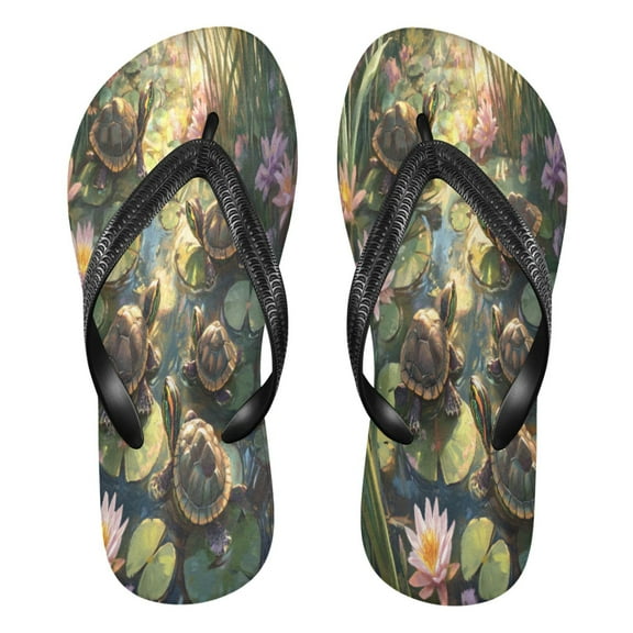 YAZAOOSummer Flip Flops Creatively Serene Turtle Oasis Simple Beach Sandals