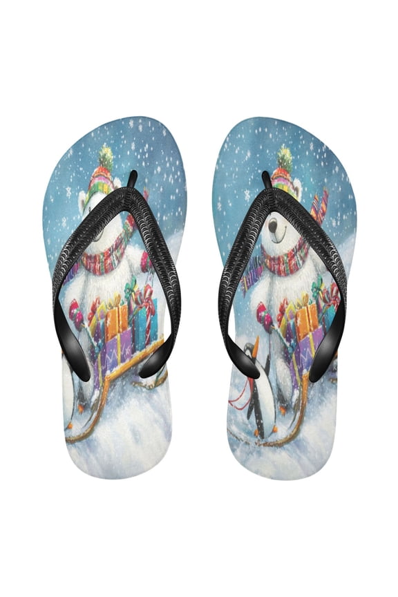 Summer Flip Flops Creatively Sledding in Snow Simple Beach Sandals