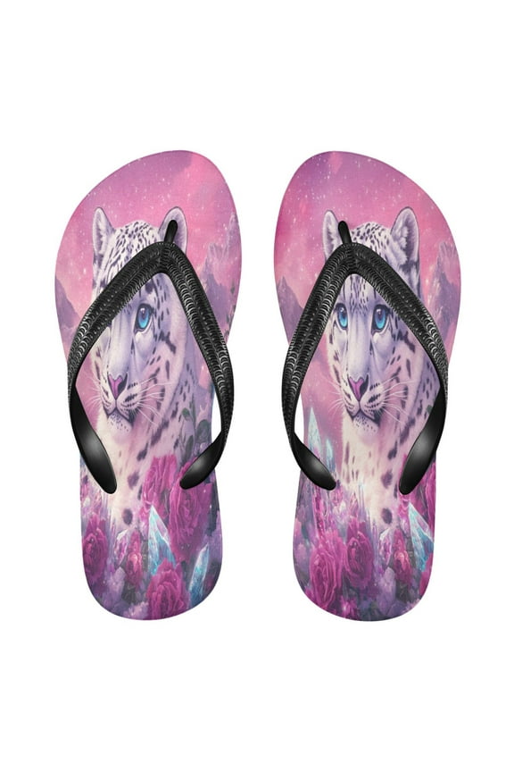Summer Flip Flops Creatively Snow Leopard Fantasy Art Simple Beach Sandals