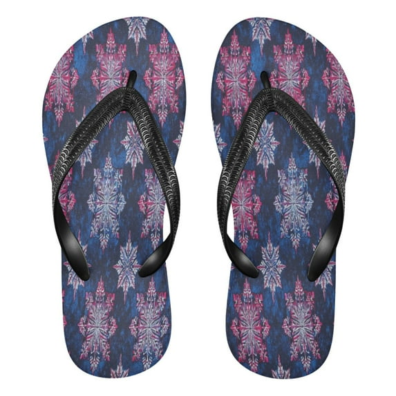 YAZAOOSummer Flip Flops Creatively Snowflakes Blue Pink Simple Beach Sandals