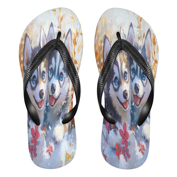 YAZAOOSummer Flip Flops Creatively Snowy Paws and Playful Simple Beach Sandals