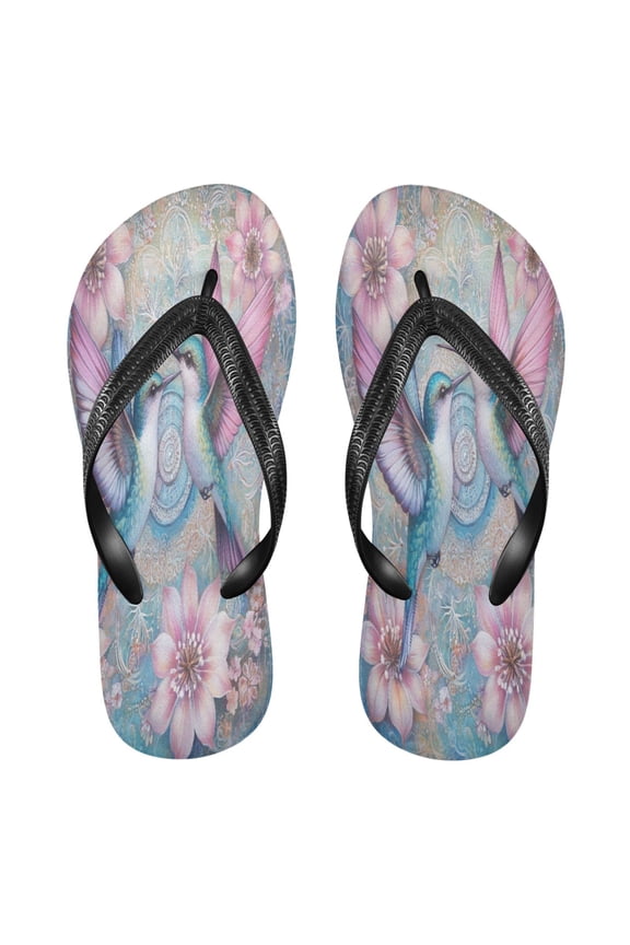 Summer Flip Flops Creatively Springtime Hummingbird Kiss Simple Beach Sandals