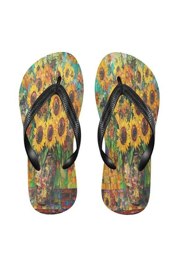 Summer Flip Flops Creatively Sunflower Symphony Simple Beach Sandals