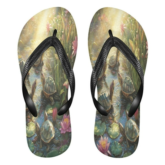 YAZAOOSummer Flip Flops Creatively Sunlit Turtle Gathering Simple Beach Sandals