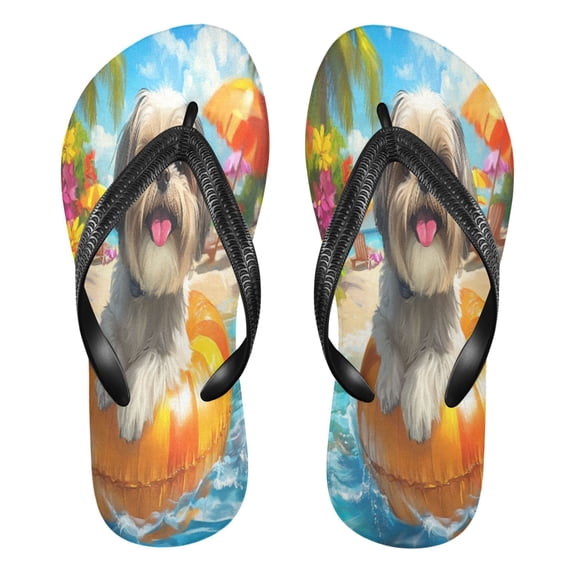 YAZAOOSummer Flip Flops Creatively Sunny Beach Pup Simple Beach Sandals