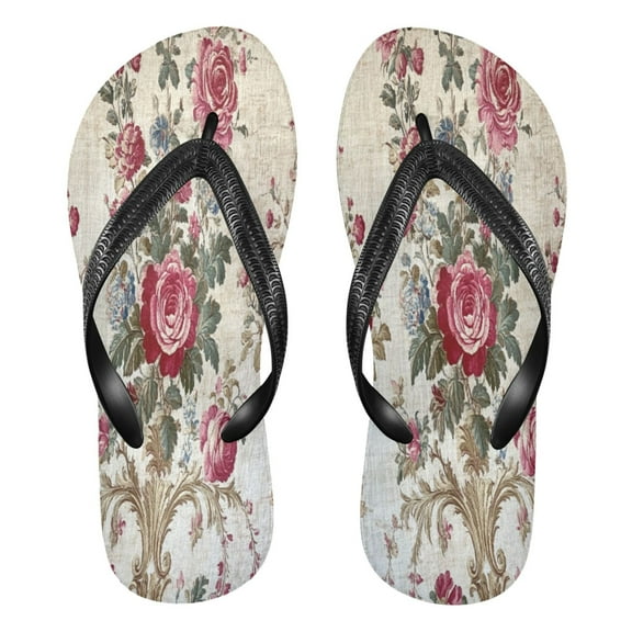 YAZAOOSummer Flip Flops Creatively Timeless Floral Elegance Simple Beach Sandals