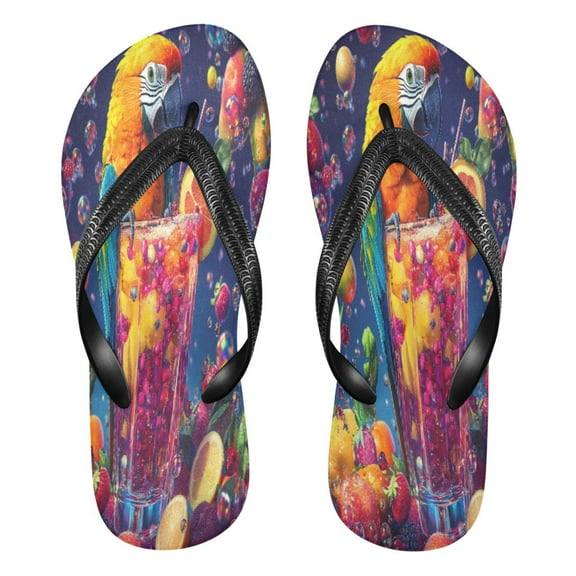 YAZAOOSummer Flip Flops Creatively Tropical Paradise Parrot Simple Beach Sandals