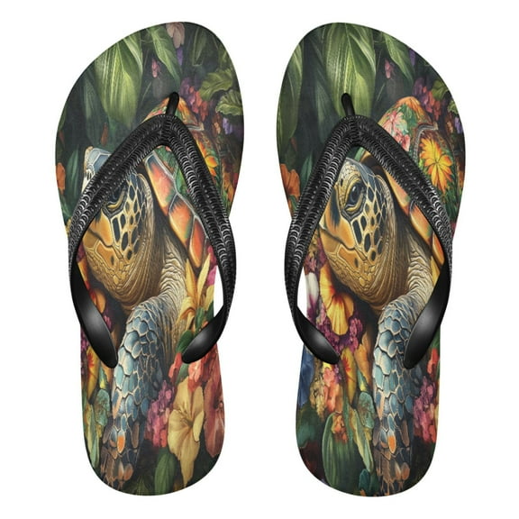 YAZAOOSummer Flip Flops Creatively Turtle Blossom Serenity Simple Beach Sandals