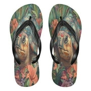 YAZAOOSummer Flip Flops Creatively Turtle in A Tropical Paradise Simple Beach Sandals