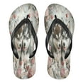 thumbnail image 1 of YAZAOOSummer Flip Flops Creatively Two Husky Puppies with Flowers Simple Beach Sandals, 1 of 8