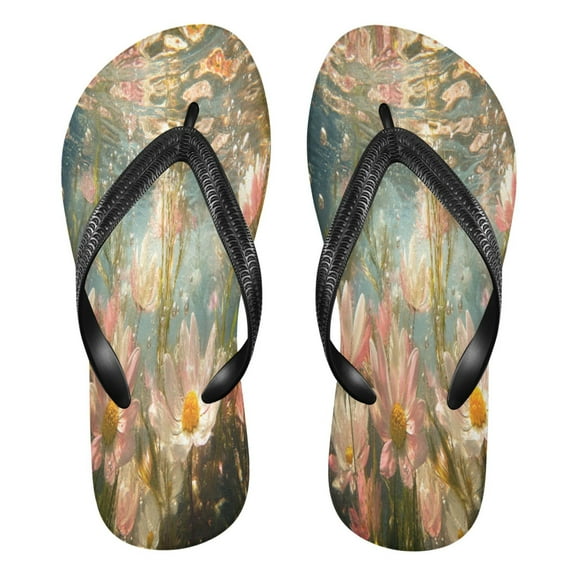 YAZAOOSummer Flip Flops Creatively Underwater Flowers and Bubbles Simple Beach Sandals