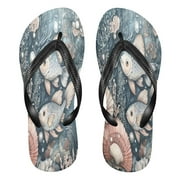 YAZAOOSummer Flip Flops Creatively Underwater Treasures Golden Fish Simple Beach Sandals