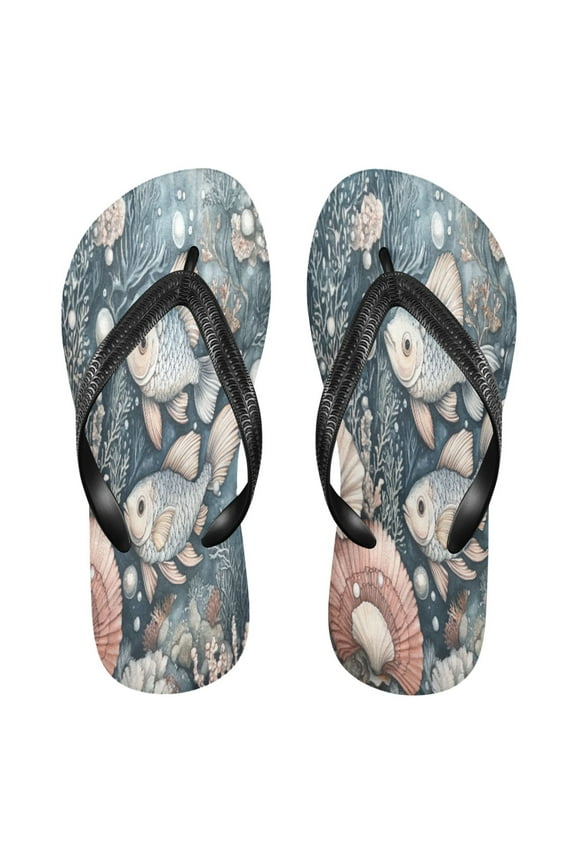 Summer Flip Flops Creatively Underwater Treasures: Golden Fish Simple Beach Sandals