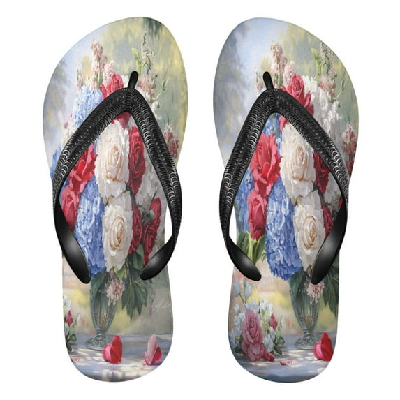 YAZAOOSummer Flip Flops Creatively Vibrant Floral Bouquet Simple Beach Sandals