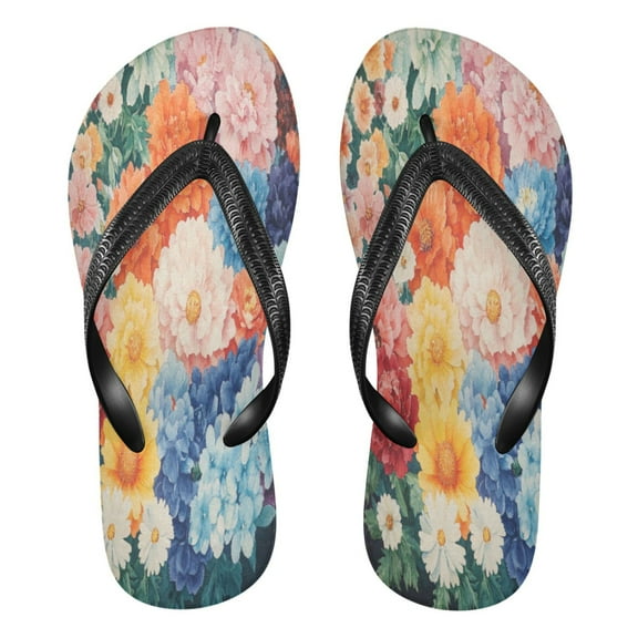 YAZAOOSummer Flip Flops Creatively Vibrant Floral Medley Simple Beach Sandals
