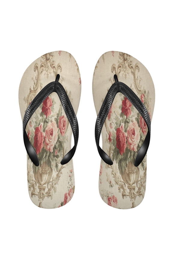 Summer Flip Flops Creatively Vintage Rose Bouquet Simple Beach Sandals