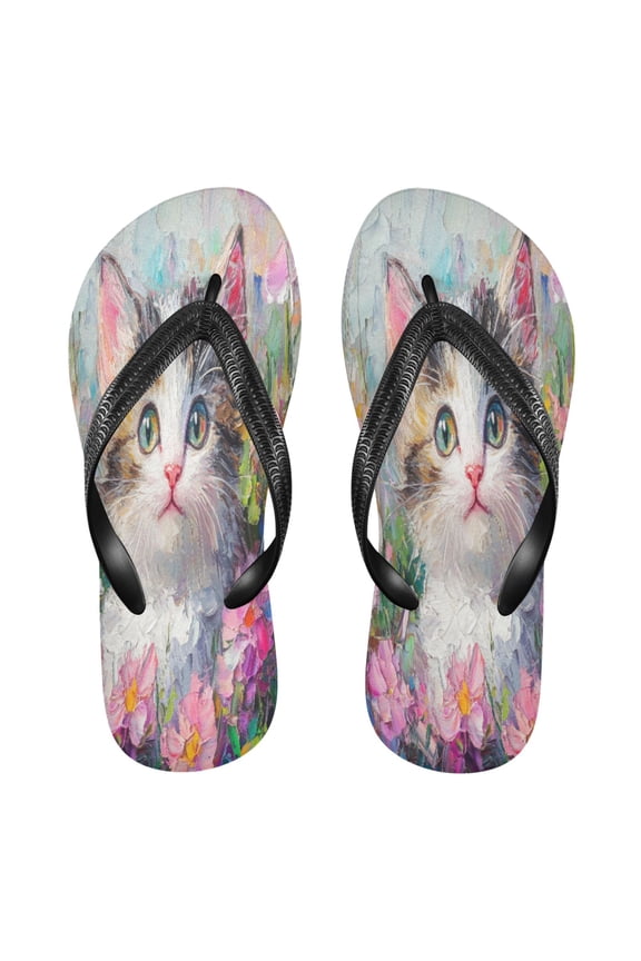 Summer Flip Flops Creatively Whiskered Wonder in Petals Simple Beach Sandals