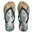 thumbnail image 1 of YAZAOOSummer Flip Flops Creatively White Cat Among Colorful Flowers Simple Beach Sandals, 1 of 8
