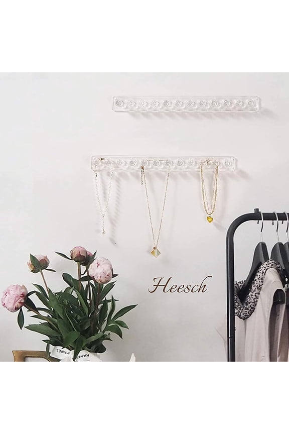 1-Pack Acrylic Necklace Holder, Necklace Hanger Wall Mount, Diamond Shape Jewelry Organizer with 12 Hooks for Necklaces, Bracelets, Chains - Clear Crystal Display Rack for Women,Clear
