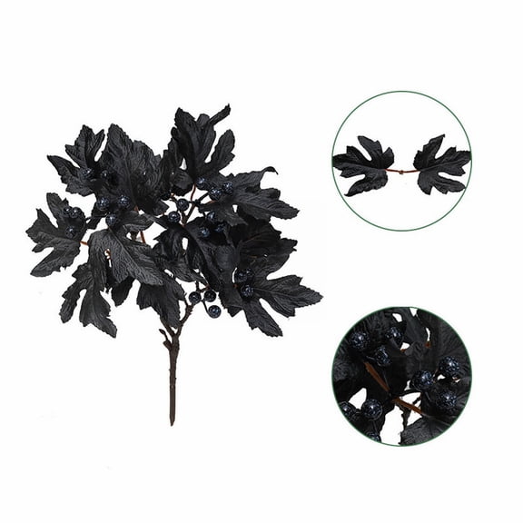 YAZHPA 1 Pcs Artificial Fall Eucalyptus Stems Fall Eucalyptus Leaves Autumn Foam Leaf Branches Fall Decorations with Berries for Home Floral Arrangement Autumn Festival Thanksgiving Decor,Black