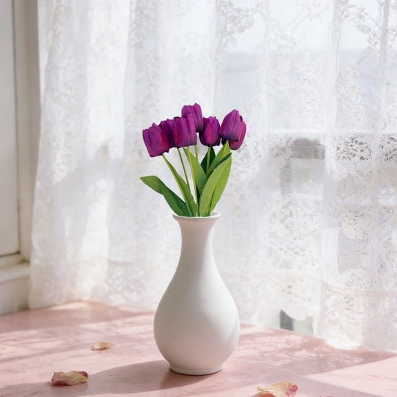 YAZHPA 10-Pack Artificial Flowers Fake Wheat Faux Plastic Bushes for Home Garden Table Centerpieces Decoration - Pink