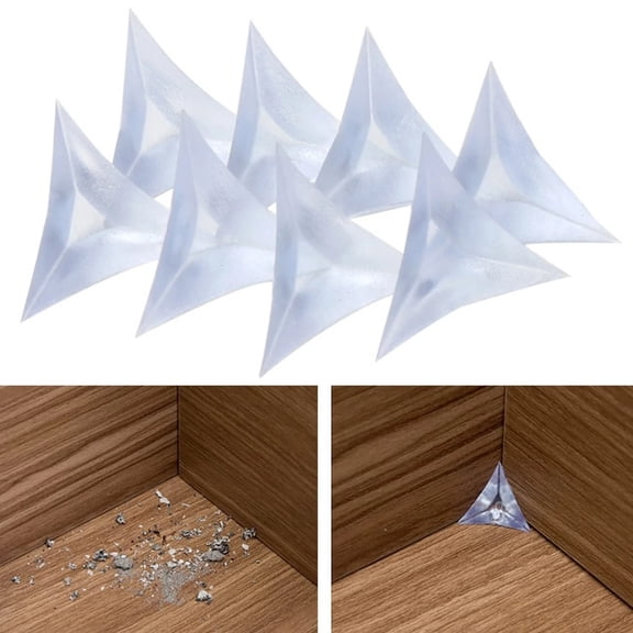 YAZHPA 100pcs Clear Stair Dust Guards Corner for Steps, Inside Triangle Guard Decorative Anti-Dirty Corner Protector Dustproof for Drawer Furniture Cabinet Wardrobe