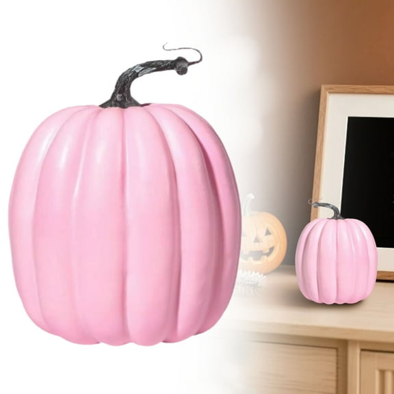 YAZHPA 1Pcs Fall Artificial Pumpkins Harvest Pink Pumpkins Foam Faux Pumpkins for Fall Autumn Season Halloween Thanksgiving Harvest Holiday Festive Decor