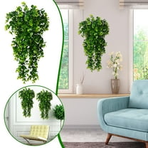YAZHPA 2 Pack Artificial Eucalyptus Plants UV Resistant Plastic Hanging Decor for Indoor Outdoor Walls, Weddings, Patios, Porches