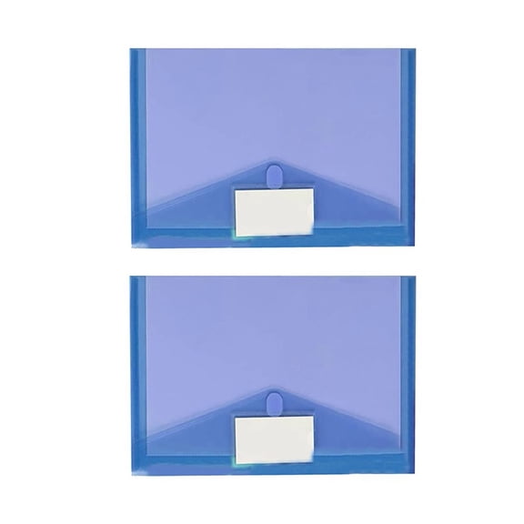 YAZHPA 2 Pack Clear Document Folders Plastic Envelopes, A4 Size, Blue | Poly Envelopes File Envelopes with Label Pocket and Snap Button, for Home Work Office Organization