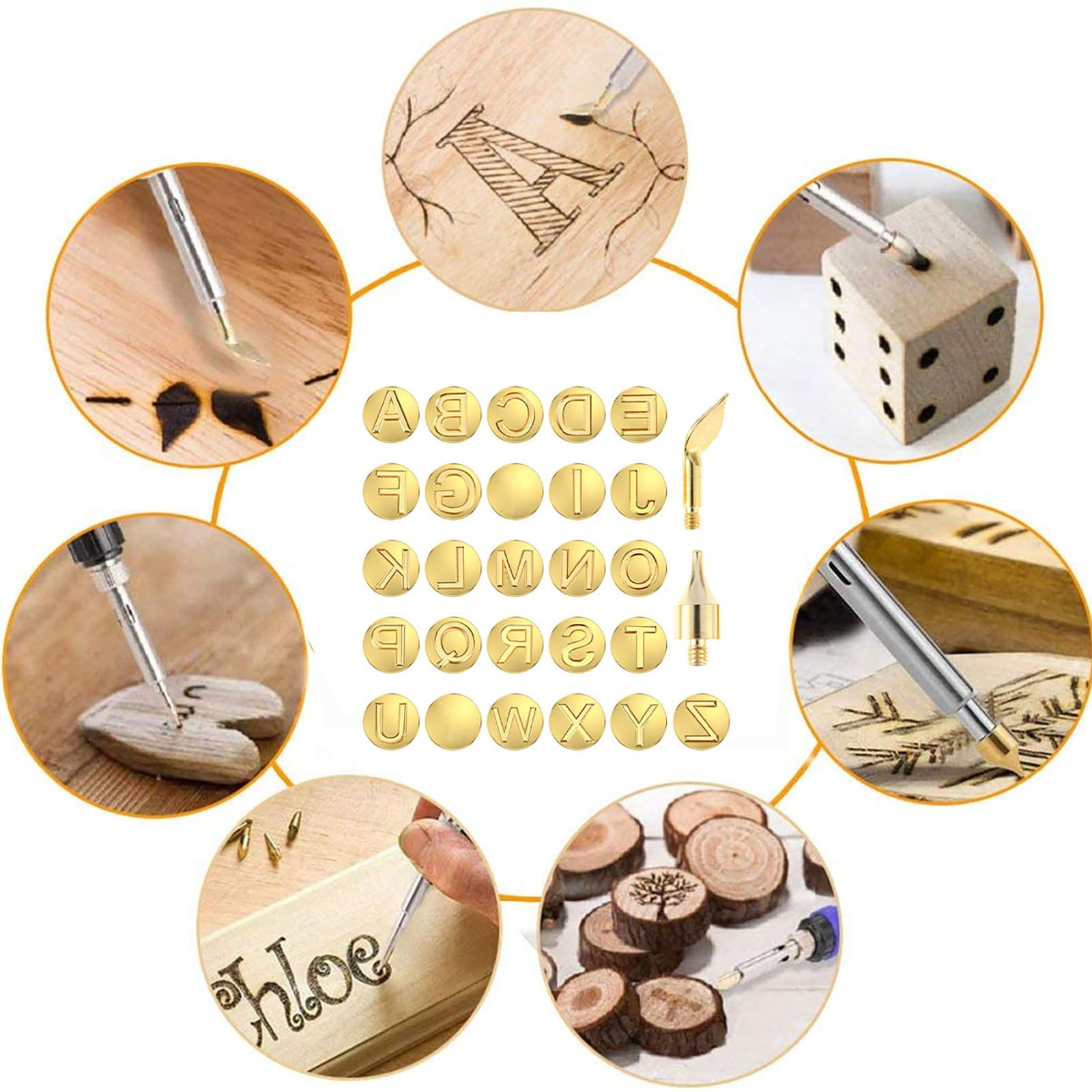Cyinyin 56 PCS Wood Burning Alphabet Template for Embossing And Carving...