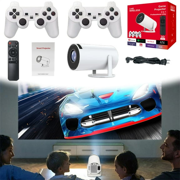 YAZHPA 4K 1080P Mini Portable Projector Full HD Support Android 11 & Netflix - WiFi 6, BT 5.0, 180° Rotation, Small Home Theater Projector with Auto Keystone Correction