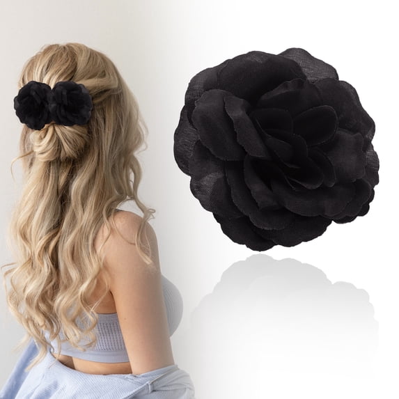 YAZHPA Artificial Flowers Roses Heads, 1 Pcs Faux Flowers Real Looking Blue Foam Fake Roses for DIY Crafts Wedding Bouquets Arrangements Party Home Decorations (Black)
